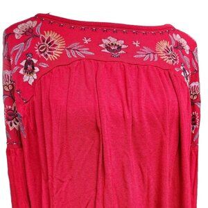 Knox Rose Red Embroidered Loose Fit Top Size XXL